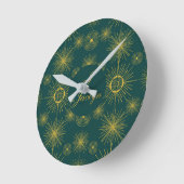 Boho Celestial Sun Stars Personalized Teal Runde Wanduhr (Winkel)
