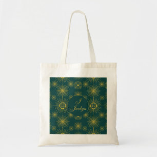 Boho Celestial Sun Stars Personalized Teal Tragetasche