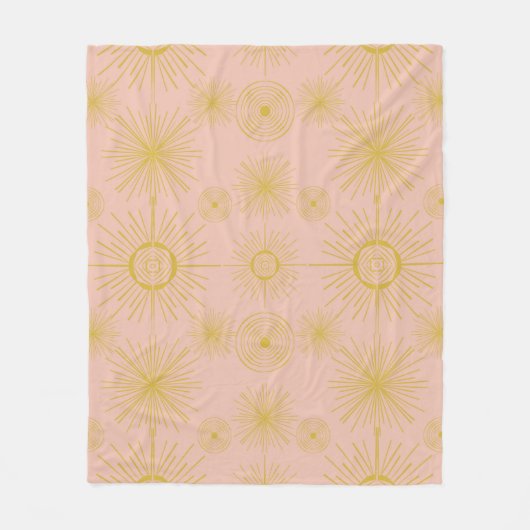 Boho Celestial Sun Stars Pink Pattern Fleecedecke (Vorderseite)