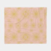Boho Celestial Sun Stars Pink Pattern Fleecedecke (Vorderseite (Horizontal))