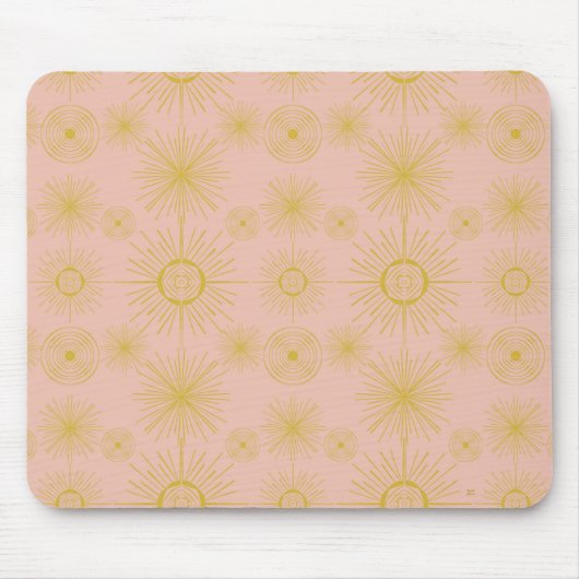 Boho Celestial Sun Stars Pink Pattern Mousepad (Vorne)