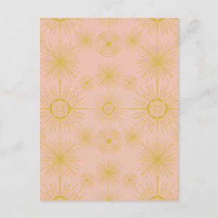 Boho Celestial Sun Stars Pink Pattern Postkarte