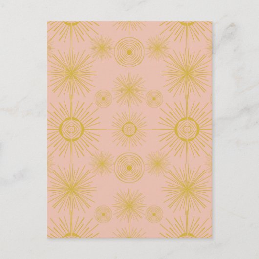 Boho Celestial Sun Stars Pink Pattern Postkarte (Vorderseite)