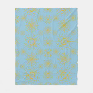 Boho Celestial Sun Stars Sky Blue Fleecedecke
