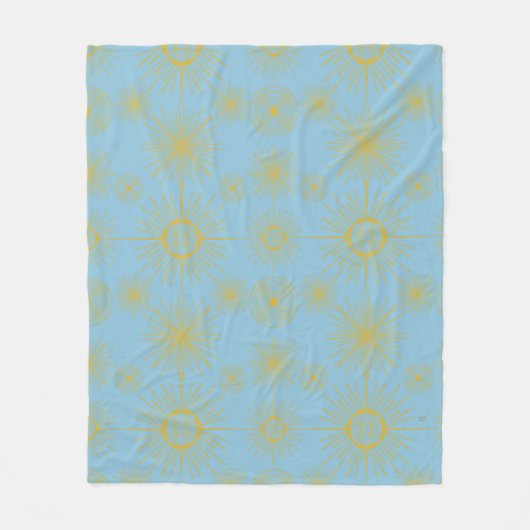 Boho Celestial Sun Stars Sky Blue Fleecedecke (Vorderseite)
