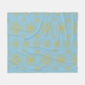 Boho Celestial Sun Stars Sky Blue Fleecedecke (Vorderseite (Horizontal))