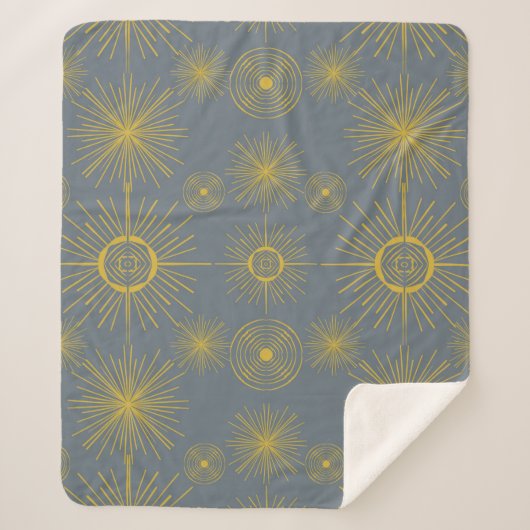 Boho Celestial Sun Stars Vintages Muster Sherpadecke (Vorderseite)