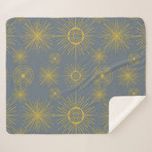 Boho Celestial Sun Stars Vintages Muster Sherpadecke (Vorderseite (Horizontal))