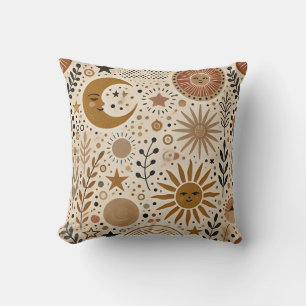 Boho Celestial Sun und Moon Pattern Kissen
