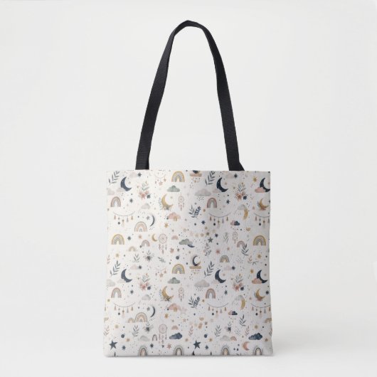 Boho-Celestial-Tasche | Neutrale Monde und Sterne Tasche (Vorderseite)