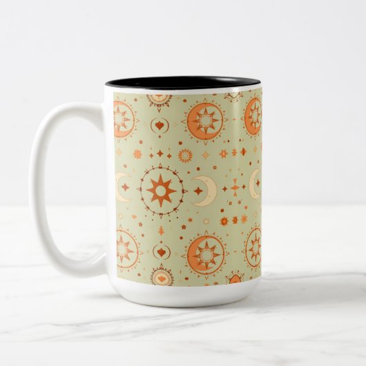 Boho Celestial Tasse | Sonnenstrahlen und Mondlich (Links)