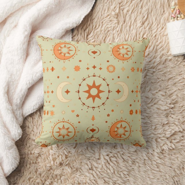 Boho Celestial Throw Pillow | Spirituelle Zuhause  Kissen (Decke)