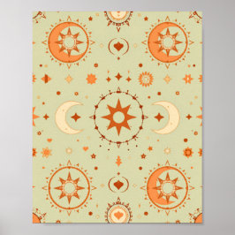 Boho Celestial Wall Art | Sun & Moon Spiritual Poster