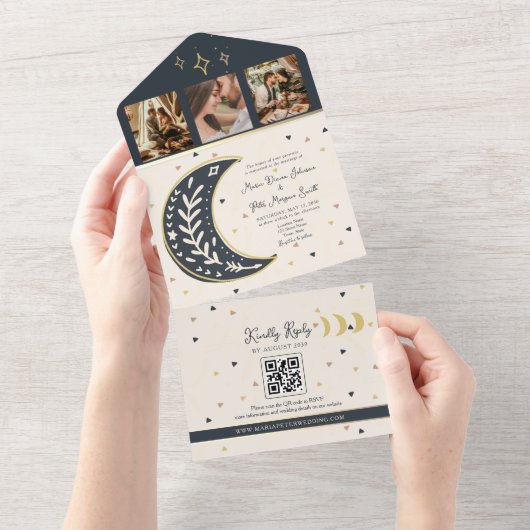 Boho Celestial Wedding All In One Einladung (Abreißen)