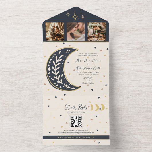 Boho Celestial Wedding All In One Einladung (Innen Boden)