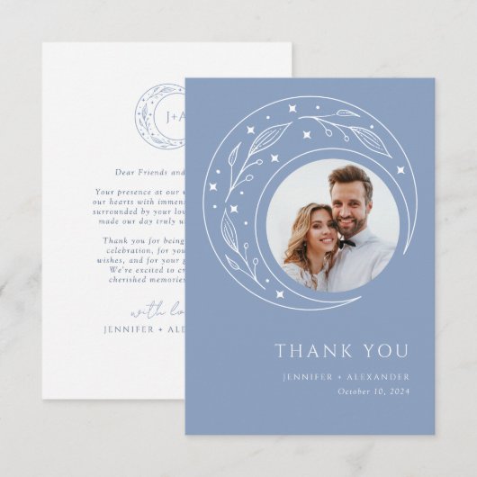 Boho Celestial Wedding Dankeskarte (Vorne/Hinten)