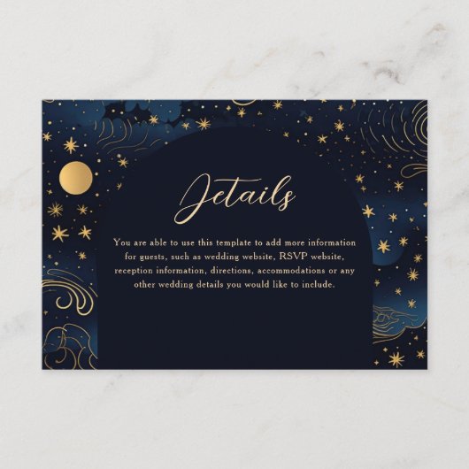 Boho Celestial Wedding Details Card Begleitkarte (Vorderseite)