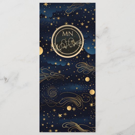 Boho Celestial Wedding Menu Card Menükarte (Rückseite)