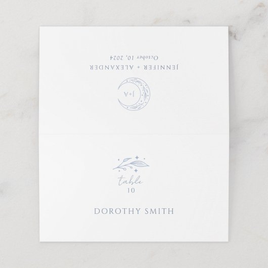 Boho Celestial Wedding Platzkarte (Außenseite Aufgefaltet)