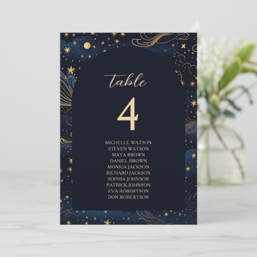 Boho Celestial Wedding Seating Chart (Stehend Vorderseite)