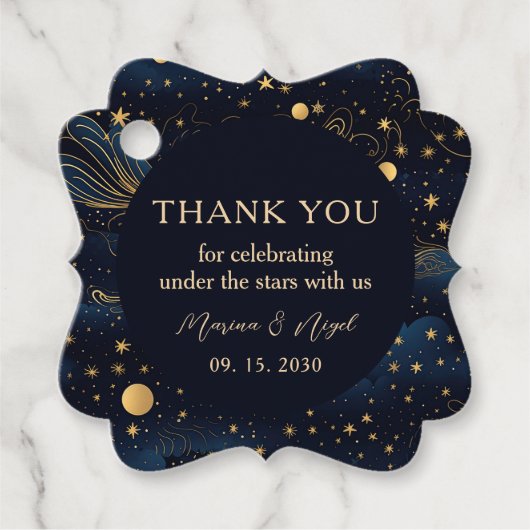 Boho Celestial Wedding Vielen Dank Tag Geschenkanhänger (Vorderseite)