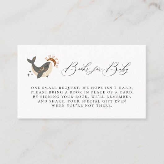 Boho Celestial Whale Book Request Enclosure Card Platzkarte (Vorderseite)