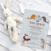 Boho Celestial Whales Boy Baby Shower Einladung