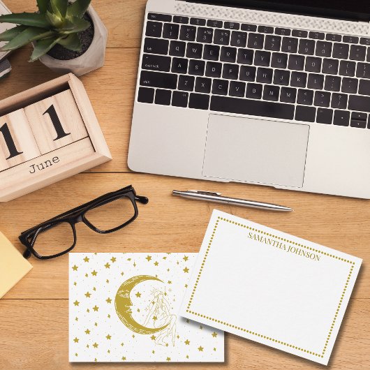 Boho Celestial Woman Moon Stars Astronomy Custom Mitteilungskarte
