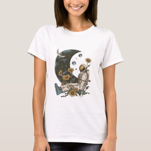 Boho Celestials Moon Astronaut im All T-Shirt (Vorderseite)