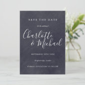 Boho Chalkboard Signature Save the Date Card Einladung (Stehend Vorderseite)