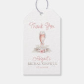 Boho Champagne Glass Pearls & Prosecco Brautparty Geschenkanhänger (Vorderseite)