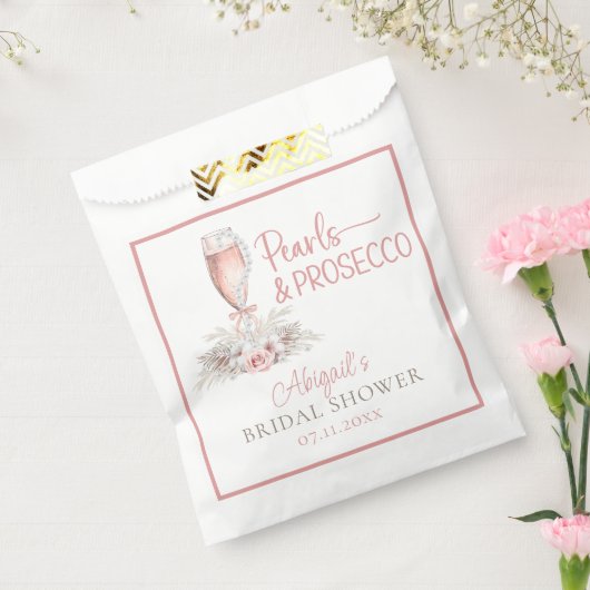 Boho Champagne Glass Pearls & Prosecco Brautparty Geschenktütchen (Versiegelt)