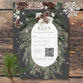 Boho Charcoal Pine Winter Sparkle QR-Code RSVP Karte