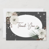 Boho Charcoal Pine Winter Sparkle Wedding Dankeskarte (Vorderseite)