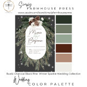 Boho Charcoal Pine Winter Sparkle Wedite Einladung