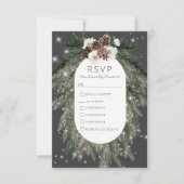 Boho Charcoal Pine Winter Sparkone RSVP Karte (Vorderseite)