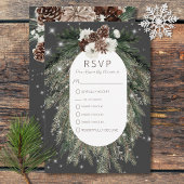 Boho Charcoal Pine Winter Sparkone RSVP Karte