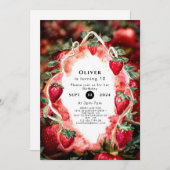Boho Charming Frucht Strawberry Birthday Einladung (Vorne/Hinten)