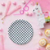 Boho Check blaue Geburtstagspapierplatten Pappteller (Party)