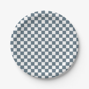 Boho Check blaue Geburtstagspapierplatten Pappteller