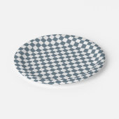 Boho Check blaue Geburtstagspapierplatten Pappteller (Schrägansicht)