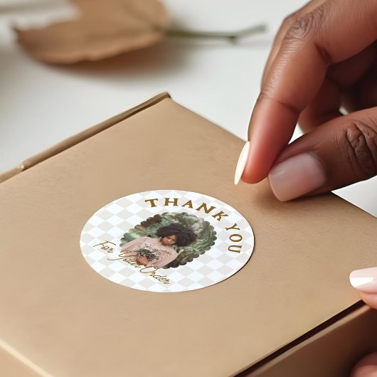 Boho Checkerboard Muster Vielen Dank für Ihre Best Runder Aufkleber