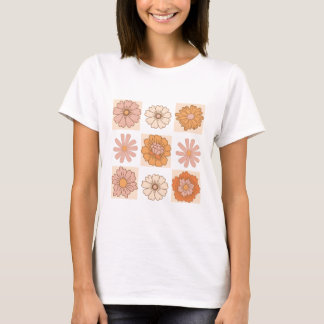 Boho Checkered Floral Shirt | T-Shirt der Retro-Bl