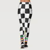 Boho Checkered Schwarzweiß l Workout Leggings (Rückseite)