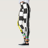 Boho Checkered Schwarzweiß l Workout Leggings (Links)