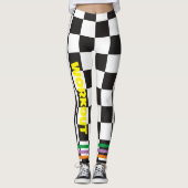 Boho Checkered Schwarzweiß l Workout Leggings (Vorderseite)