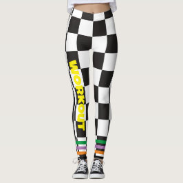 Boho Checkered Schwarzweiß l Workout Leggings
