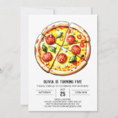 Boho Cheese Pizza Birthday Einladung (Vorderseite)
