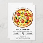 Boho Cheese Pizza Birthday Einladung (Vorne/Hinten)