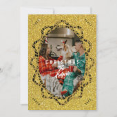 Boho Cheetah & Glitzer Oval Foto Weihnachten (Vorderseite)